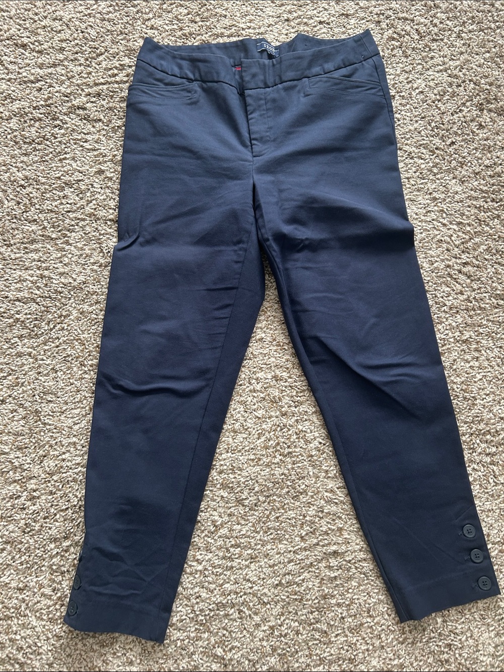 Kids Navy Blue Stretch Pant with Button Cuff - Brand Unspecified